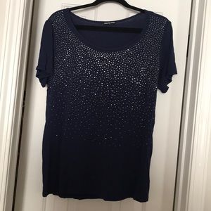 Blue rhinestone studded top